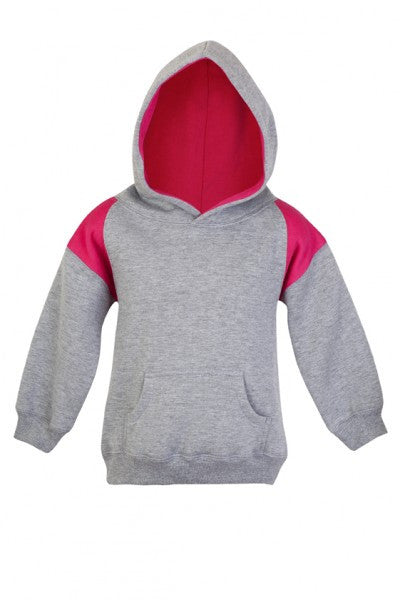 Ramo-Ramo Kids Shoulder Contrast Panel Hoodies-Grey Marl/Hot Pink / 0-Uniform Wholesalers - 4