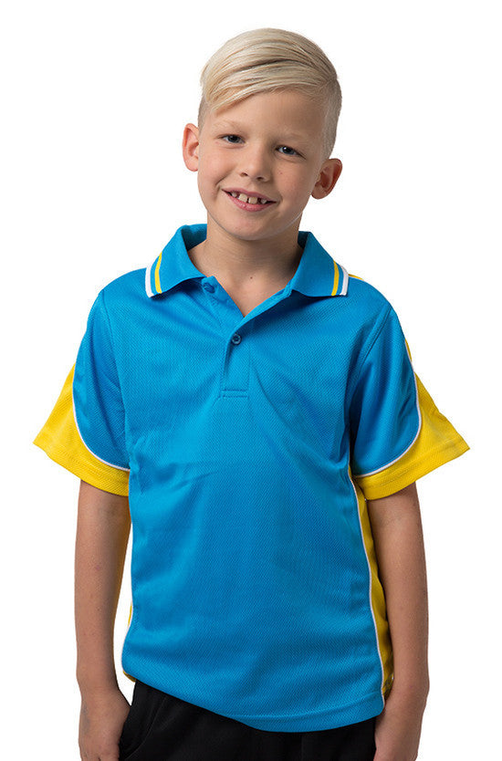Be Seen-Be Seen Kids Polo Shirt With Striped Collar 2nd( 15 Color )-Hawaiian Blue-Yellow-White / 6-Uniform Wholesalers - 13