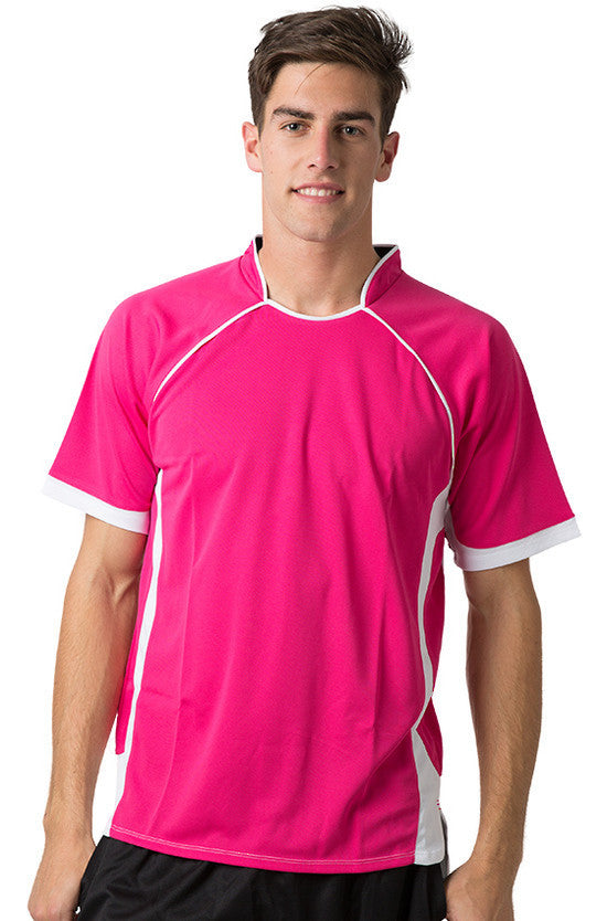 Be Seen-Be Seen Men's Polo Shirt With Pique Knit Body And Contrast 1st( 7 Color )-Hot Pink-White-Black / XS-Uniform Wholesalers - 6