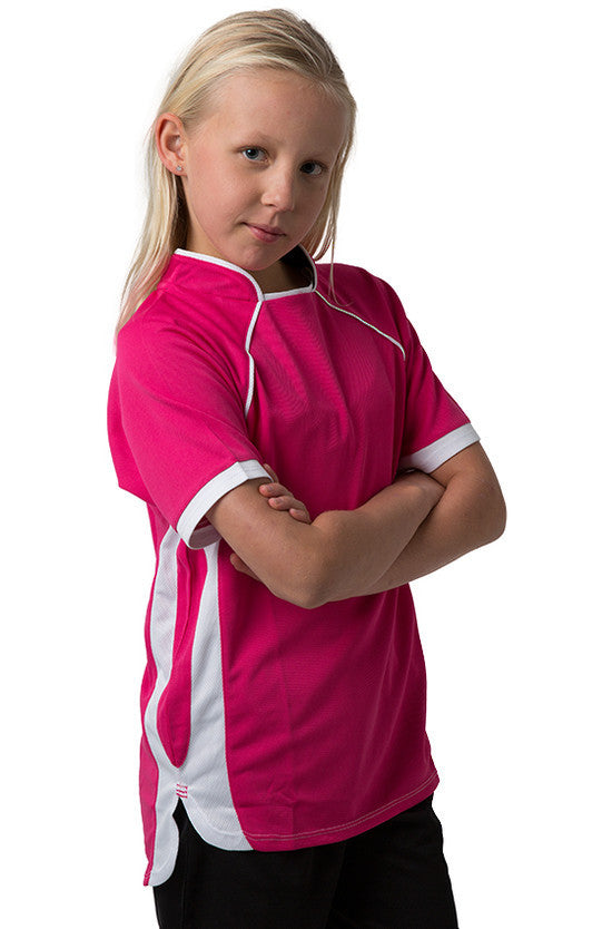 Be Seen-Be Seen Kids T-shirt With Pique Knit-Hot Pink-White-Black / 6-Uniform Wholesalers - 6
