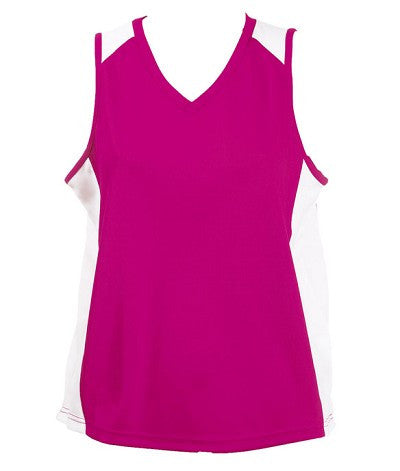 Australian Spirit-Aus Spirt Olympikool Ladies Singlet 2nd ( 9 Colour )-Hot Pink/White / 8-Uniform Wholesalers - 2