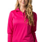Be Seen-Be Seen Ladies Long Sleeve Plain Polo Shirt With Ribbed Cuffs-Hot Pink / 8-Uniform Wholesalers - 3