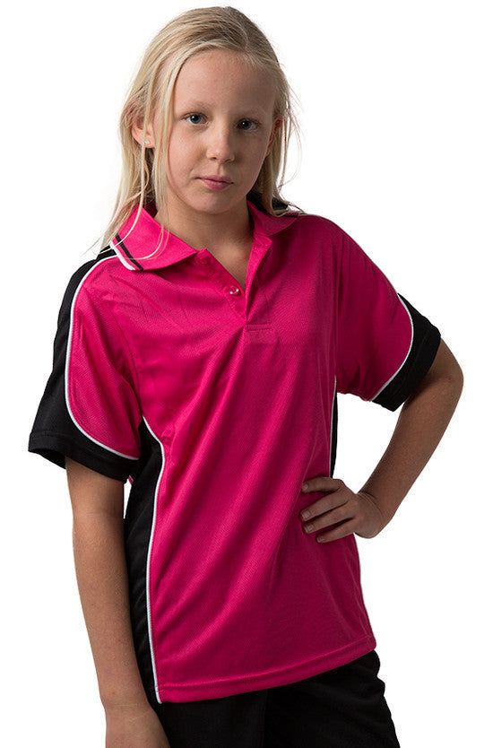 Be Seen-Be Seen Kids Polo Shirt With Striped Collar 2nd( 15 Color )-Hotpink-Black-White / 6-Uniform Wholesalers - 14