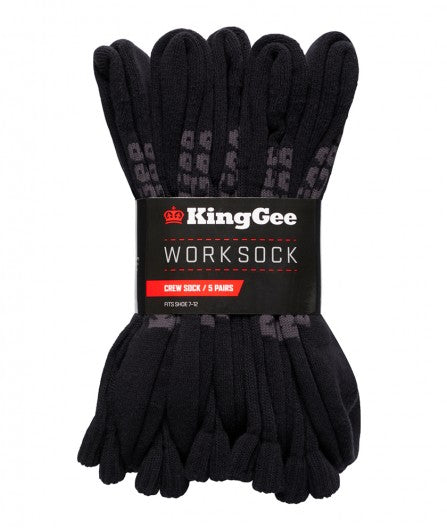 King Gee Men's Crew Cotton Work Sock - 5 Pack(K09035)