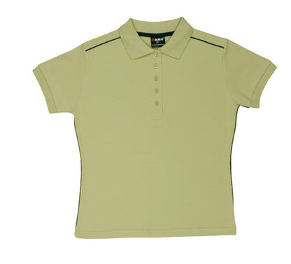 Ramo-Ramo Ladies 100% Cotton Pique Knit With Piping-Khaki/Navy / 8-Uniform Wholesalers - 3
