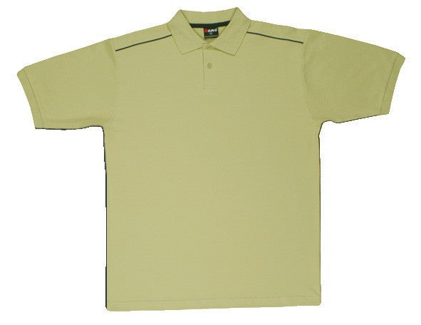 Ramo-Ramo Mens 100% Cotton Pique Knit With Piping-Khaki/Navy / S-Uniform Wholesalers - 7