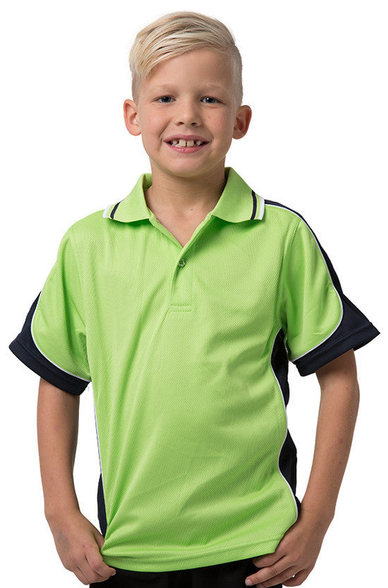Be Seen-Be Seen Kids Polo Shirt With Striped Collar 2nd( 15 Color )-Lime-Navy-White / 6-Uniform Wholesalers - 15