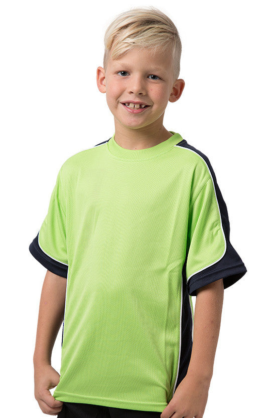 Be Seen-Be Seen Kids Short Sleeve T-shirt-Lime-Navy-White / 6-Uniform Wholesalers - 5