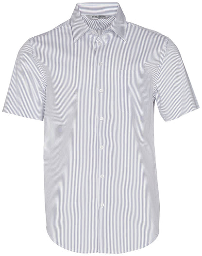 Winning Spirit Men's Ticking Stripe Short Sleeve Shirt-(M7200S)