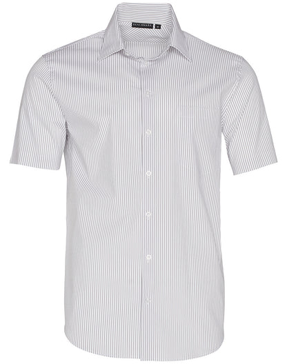 Winning Spirit Men's Ticking Stripe Short Sleeve Shirt-(M7200S)