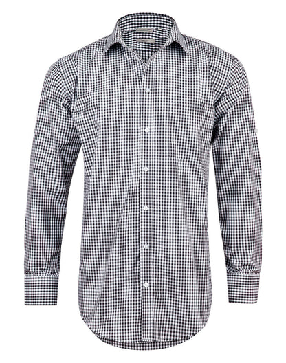 Winning Spirit Men’s Gingham Check Long Sleeve Shirt with Roll-up Tab Sleeve (M7300L)