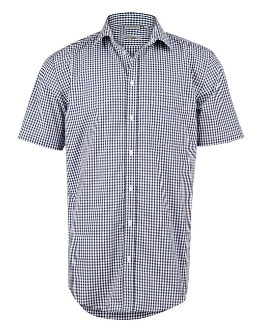 Winning Spirit Men’s Gingham Check Short Sleeve Shirt (M7300S)