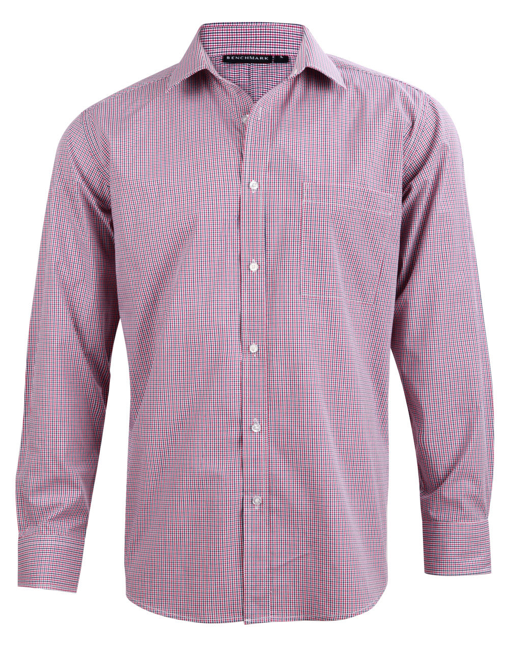 Winning spirit Men’s Two Tone Mini Gingham Long Sleeve Shirt (M7340L)