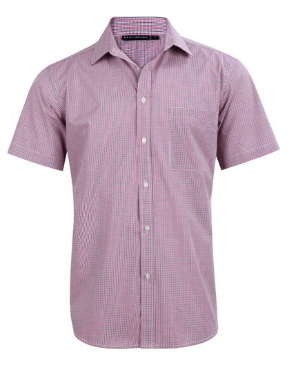 Winning Spirit Men’s Two Tone Mini Gingham Short Sleeve Shirt (M7340S)