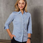 Winning Spirit Women's Fine Chambray 3/4 Sleeve Shirt (M8013)