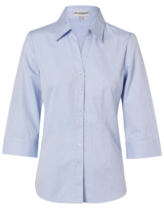 Winning Spirit Women's Fine Chambray 3/4 Sleeve Shirt (M8013)