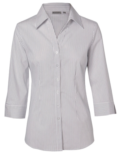 Winning Spirit Women's Ticking Stripe 3/4 Sleeve Shirt (M8200Q)