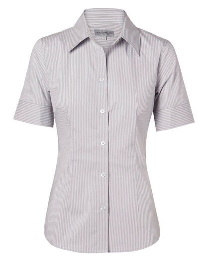 Winning Spirit Women's Ticking Stripe Short Sleeve Shirt-(M8200S)