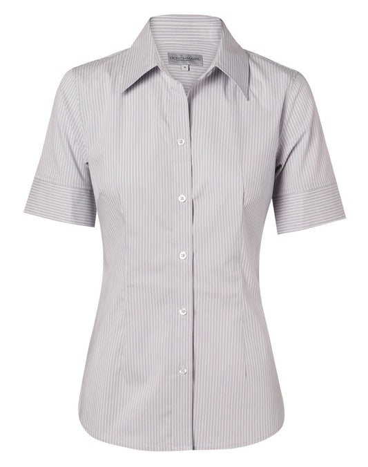Winning Spirit Women's Ticking Stripe Short Sleeve Shirt-(M8200S)