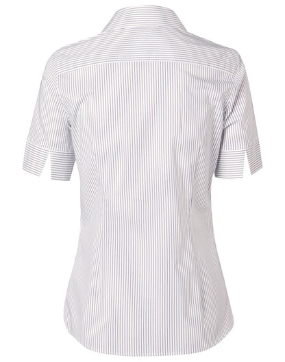 Winning Spirit Women's Ticking Stripe Short Sleeve Shirt-(M8200S)