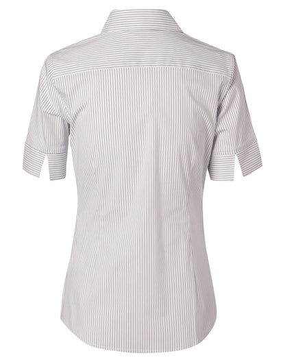 Winning Spirit Women's Ticking Stripe Short Sleeve Shirt-(M8200S)