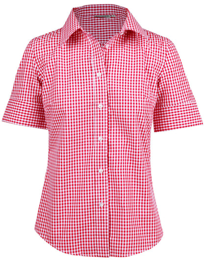 Winning Spirit Ladie's Gingham Check Short Sleeve Shirt (M8330S)