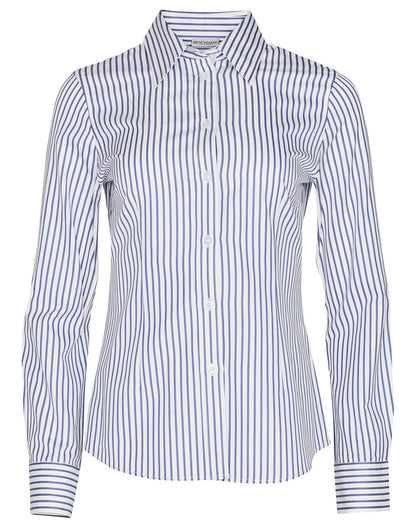 Winning Spirit Ladies' Sateen Stripe Long Sleeve Shirt (M8310L)
