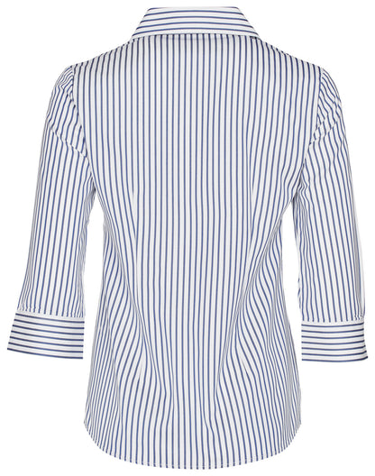 Winning Spirit Women's Sateen Stripe 3/4 Sleeve Shirt (M8310Q)
