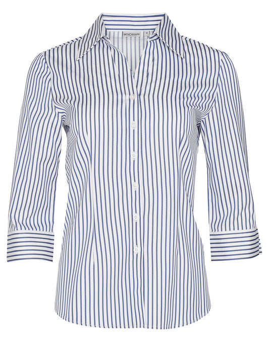 Winning Spirit Women's Sateen Stripe 3/4 Sleeve Shirt (M8310Q)