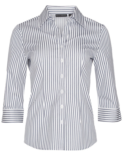 Winning Spirit Women's Sateen Stripe 3/4 Sleeve Shirt (M8310Q)