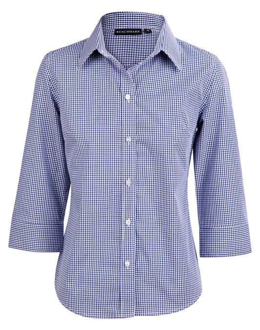 Winning Spirit Ladie's Two Tone Gingham 3/4 Sleeve Shirt (M8320Q)