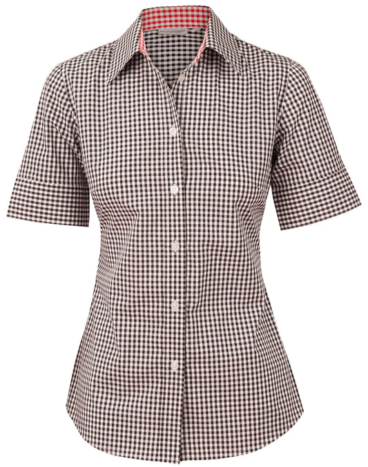 Winning Spirit Ladie's Gingham Check Short Sleeve Shirt (M8330S)