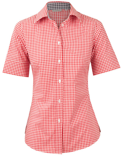 Winning Spirit Ladie's Gingham Check Short Sleeve Shirt (M8330S)