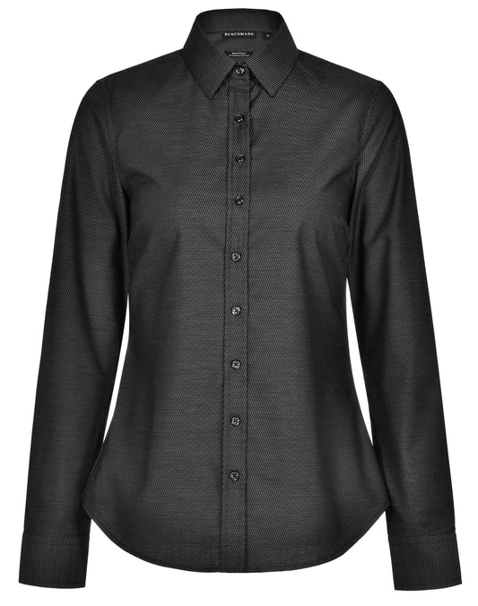 Winning Spirit Ascot Ladies Long Sleeve Dot Jacquard Stretch Shirt (M8400L)