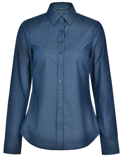 Winning Spirit Ascot Ladies Long Sleeve Dot Jacquard Stretch Shirt (M8400L)