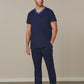 Wining Spirit  Mens Semi-elastic Waist Tie Solid Colour Scrub Pants (M9710)