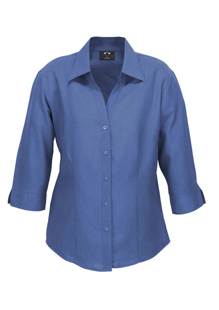 Biz Collection-Biz Collection Ladies Plain Oasis Shirt-3/4 Sleeve-Mid Blue / 6-Uniform Wholesalers - 7