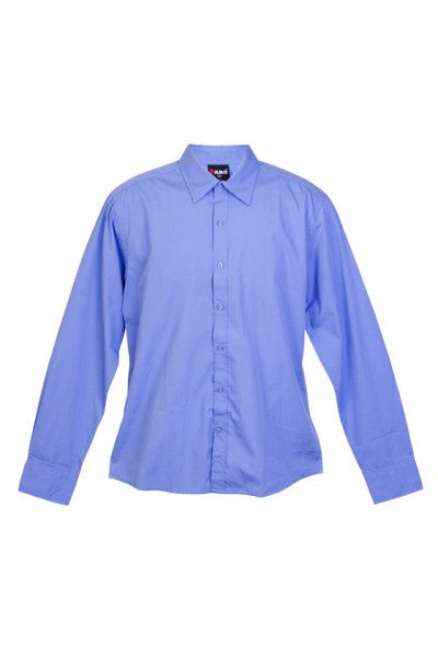 Ramo-Ramo Mens Long Sleeve Shirts-Mid Blue / S-Uniform Wholesalers - 5