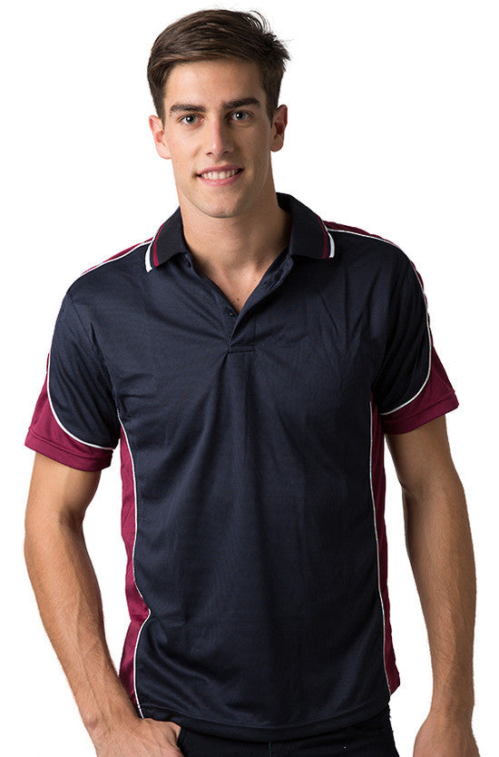 Be Seen-Be Seen Men's Polo Shirt With Striped Collar 4th( 11 Color All Navy )-Navy-Burgundy-White / XS-Uniform Wholesalers - 1