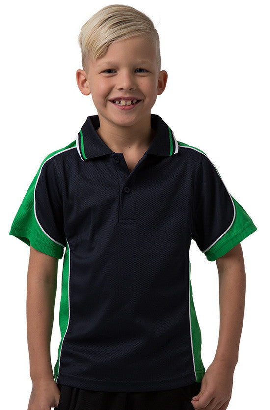 Be Seen-Be Seen Kids Polo Shirt With Striped Collar 3rd( 11 Navy Color )-Navy-Emerald-White / 6-Uniform Wholesalers - 2