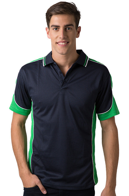 Be Seen-Be Seen Men's Polo Shirt With Striped Collar 4th( 11 Color All Navy )-Navy-Emerald-White / XS-Uniform Wholesalers - 2