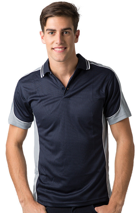 Be Seen-Be Seen Men's Polo Shirt With Striped Collar 4th( 11 Color All Navy )-Navy-Grey-White / XS-Uniform Wholesalers - 5