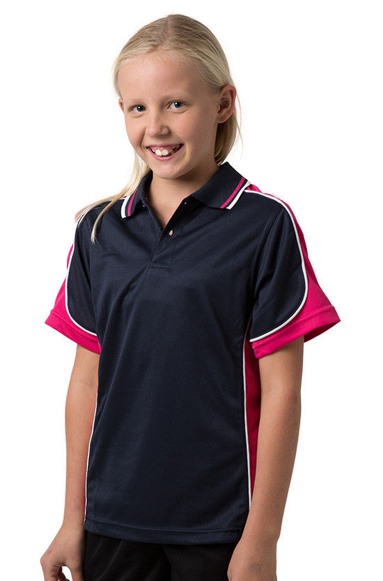 Be Seen-Be Seen Kids Polo Shirt With Striped Collar 3rd( 11 Navy Color )-Navy-Hotpink-White / 6-Uniform Wholesalers - 6