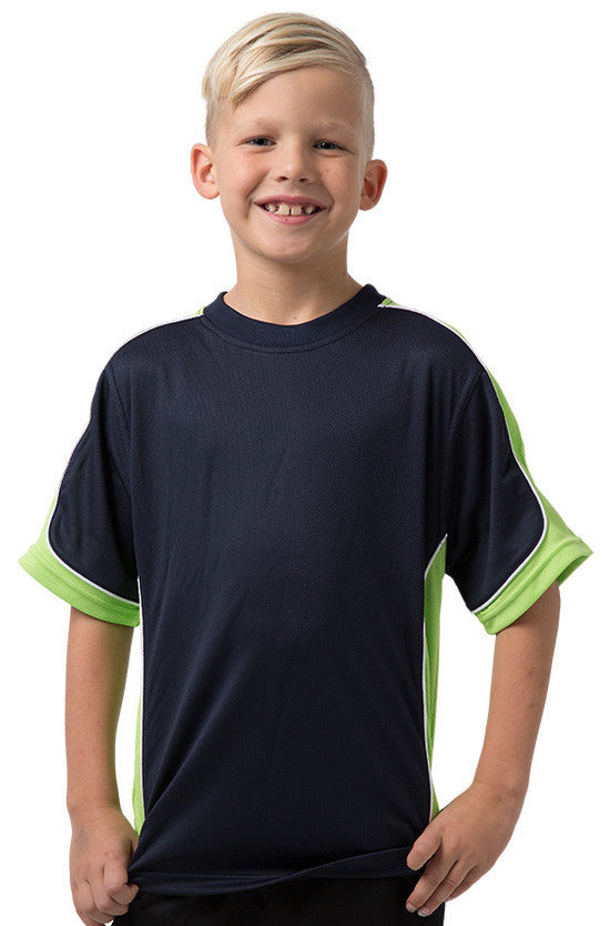 Be Seen-Be Seen Kids Short Sleeve T-shirt-Navy-Lime-White / 6-Uniform Wholesalers - 6