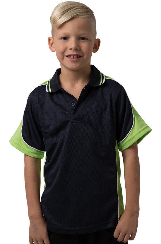 Be Seen-Be Seen Kids Polo Shirt With Striped Collar 3rd( 11 Navy Color )-Navy-Lime-White / 6-Uniform Wholesalers - 7