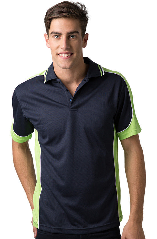 Be Seen-Be Seen Men's Polo Shirt With Striped Collar 4th( 11 Color All Navy )-Navy-Lime-White / XS-Uniform Wholesalers - 7