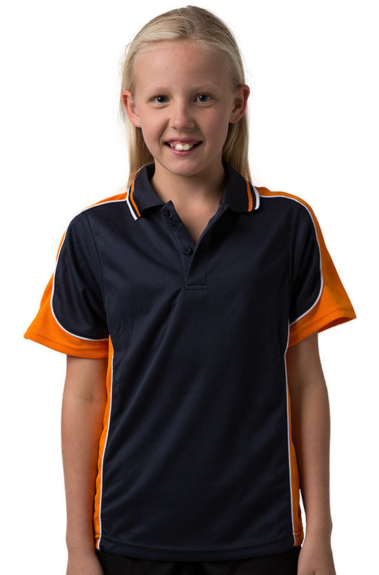 Be Seen-Be Seen Kids Polo Shirt With Striped Collar 3rd( 11 Navy Color )-Navy-Orange-White / 6-Uniform Wholesalers - 8