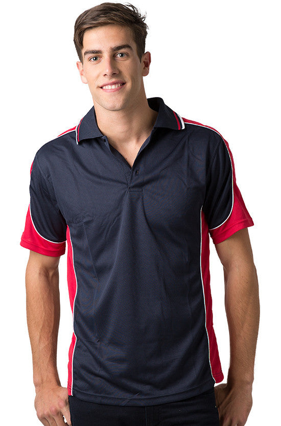 Be Seen-Be Seen Men's Polo Shirt With Striped Collar 4th( 11 Color All Navy )-Navy-Red-White / XS-Uniform Wholesalers - 9