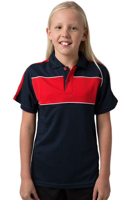 Be Seen-Be Seen Kids Polo With Contrast Shoulder-Navy-Red-White / 6-Uniform Wholesalers - 7