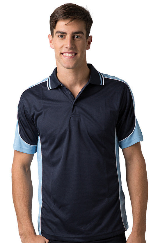 Be Seen-Be Seen Men's Polo Shirt With Striped Collar 4th( 11 Color All Navy )-Navy-Sky-White / XS-Uniform Wholesalers - 10